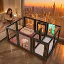 FXW AuraSpace Clear Acrylic Indoor Dog Playpen, 24" H, 12 Panels, Black