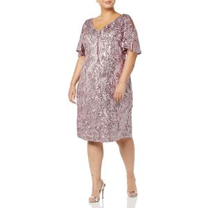 Alex Evenings Women's Plus Size Short Sequin Dress 18 plus