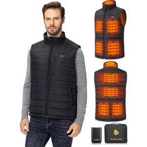 Mens Heated Vest with Battery Pack Included 16000mAh 7.4V, Warming Heated Vest for Men, Electric Heating Vests for Cycling (X-Large, Black)