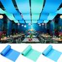 3 Roll 32 Inch x 66 Feet Ocean Ceiling Curtain Under The Ocean Themed Birthday Party Decorations Blue Ceiling Decorations Plastic Sea Table Cover for Under Water Birthday Party Backdrop