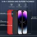SunStory Compatible with iPhone 14 Pro Case with HD Screen Protector, 3-Layer Heavy Duty Full-Body Cover,3 in 1 Hybrid Protective Case for iPhone 14 Pro 6.1",Red