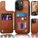 DJDUCK Designed for iPhone 13 Pro Max Case Wallet with Card Holder, [Magnetic Clasp Cover] [RFID Blocking Leather Protection] Shockproof Women Men Cases 6.7 Inch for Apple 13 Pro Max Light Brown