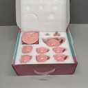 JOYIN Porcelain Tea Set, 12PCS Pink Tea Party Set Teapot, Cups, Saucers & Carrying Case, Ideal for Christmas Birthday Gifts