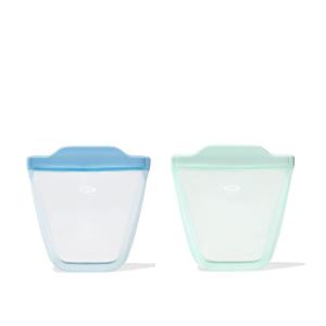 OXO Tot Silicone Reusable Bags 2 Piece Cup Set - Opal and Dusk