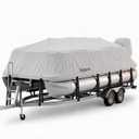 1200D Pontoon Boat Cover 21–24ft,with 16 Adjustable Tie Down Straps, Gray