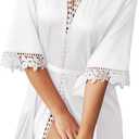 AW BRIDAL Women's Satin Kimono Robe - Bridesmaid Lace Lingerie Sleepwear for Wedding Party, White L (White, L)