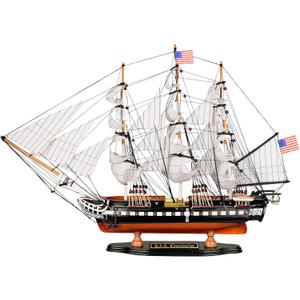 SAILINGSTORY Wooden Model Ship USS Constitution 1/140 Scale Replica Frigate Sailing Warship Model Sailboat Decor (26")