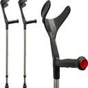 ORTONYX Forearm Crutches for Adults 1 Pair - Open Cuff - Handle with Light Reflector - Built-in Height Adjustment Clip - High Density Sturdy Aluminum - 308lb Max / AL01
