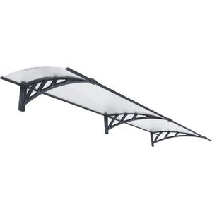 Palram - Canopia Neo 2700 9' x 3' Door/Window Awning, Gray/Diffused Clear | Fixed Outdoor Awning DIY Kit for House, Polycarbonate UV Protected Panel, Durable Plastic Polymer Frame, Weather Resistant, Gray/Frost, 9' L x 3' W x 1' H