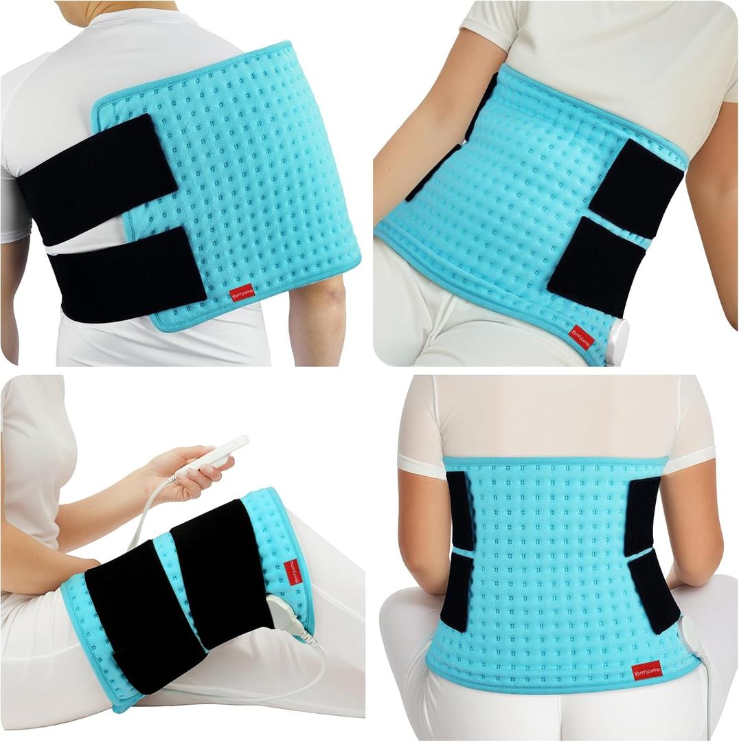Comfytemp Wearable Heating Pad for Back & Period with 2 Elastic Straps, FSA Eligible 12"24" Electric Large HSA Heated Pad for Neck Shoulder Leg Knee, Birthday Gifts for Women Men Mom Dad, Washable