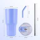 VEGOND 30 oz Insulated Stainless Steel Tumblers with lid and straw Bulk Pack Double Wall Vacuum Coffee Mug with Non-Slip Silicone Base, Sweat Proof Powder Coated Cup for Hot Cold Drinks, Blue 4Pack