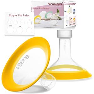 Nenesupply 19mm Oval Flanges Compatible with Medela Breast Pump Parts Replace 19mm Medela Flange Accessories. Work with Pump in Style Parts Symphony Parts Swing Maxi Harmony and Personalfit Flex