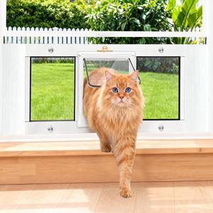 Homegroove Cat Door for Window, Adjustable Fits to 31"-36" Width Window Pet Door for Cat & Doggy, Aluminum Frame Window Cat Door Insert to Control Pet Access (31-36inch)