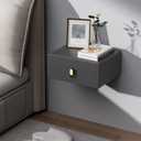 VICITON Modern Floating Nightstand with Solid Wood Drawer, Wall Mounted Bedside Table for Bedroom (Dark Gray, Small)