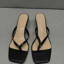 Kitten Flip Flop Thong Low Heels for Women Square Open Toe Slip On Heeled Sandals (9, Black)