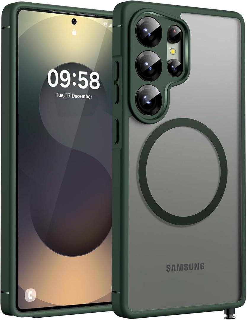 TOCOL Magnetic for Samsung Galaxy S25 Ultra Case, Upgraded Full Camera Protection, Compatible with Magsafe, Drop Protection Slime Clear Back Cover for Samsung Galaxy S25 Ultra 6.9-Inch (Alpine Green)