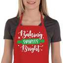 Uiycolk Christmas Aprons for Women with Pockets, Cookie Baking Apron for Chef Kitchen Cooking, Cute Holiday Gifts for Baker Sister Wife Mom, Xmas Decorations for Party Family