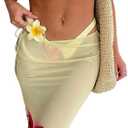 Women's 3 Piece Floral Bikini Sets Triangle Halter String High Cut Swimsuit with Cover Up Skirt (Yellow) XS