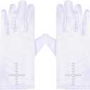 First Communion Accessories for Girl and Boy Cross Gloves with Beaded White Satin Gloves with Rhinestone Religion Gift for First Holy Communion Birthday Party