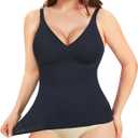 LODAY Compression Tank Tops for Women Tummy Control Shapewear Seamless Body Shaper Workout V-Neck Camisole Cami Tops (Medium, Black)