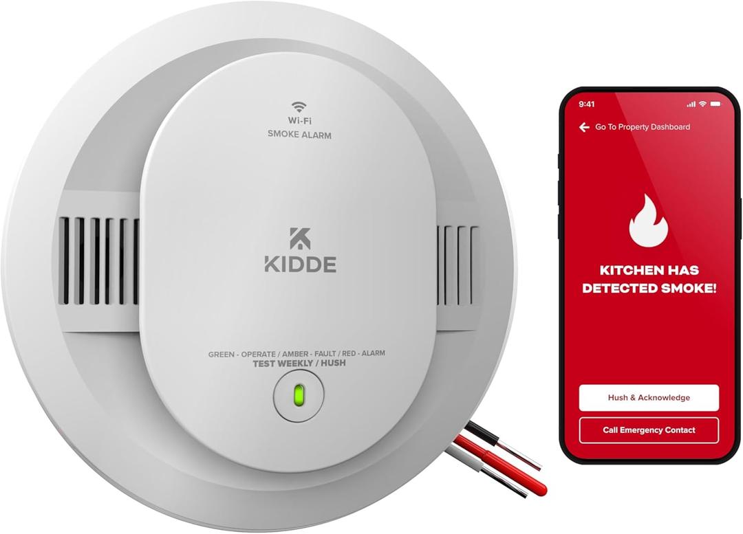 Kidde Hardwired Kidde App Enabled Smart Smoke Detector with AA Backup Battery, Interconnected Alarm