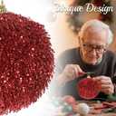 3.15" Large Christmas Ball Ornaments Glitter Shatterproof Ornaments for Christmas Tree Large Sequin Plastic Hanging Big Christmas Ball Ornaments, 6Pcs 80mm (Red)