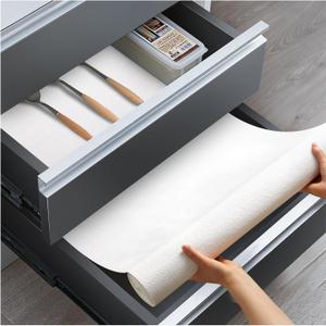 Drawer and Shelf Liner, Non-Slip Kitchen Cabinet Liners Non-Adhesive Thick Strong Grip Waterproof Washable Mats Protect Dresser Shelves Cupboard Bathroom Cabinets, White, 24 in X 30 FT