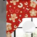 10 x Chic D Christmas Gingerbread Man Swag Valance Curtains for Kitchen, Candy Cane Curtain Valances Rod Pocket Window Curtain, Thermal Insulated Washable Swag Kitchen Curtains 56"x36"