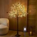 Hairui Artificial Baby Breath Flowers Tree with Lights 5FT 126LED,Prelit Lighted Gypsophila twig Tree for Wedding Party Christmas Holiday Decoration Indoor Outdoor Use