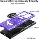 Heavy Duty Protection Case for Samsung Galaxy S22 Ultra Phone Case with Built-in Screen Protector, Military Grade Shockproof 360 Degree Metall Ring Kickstand Travel Cover Shell (Purple)