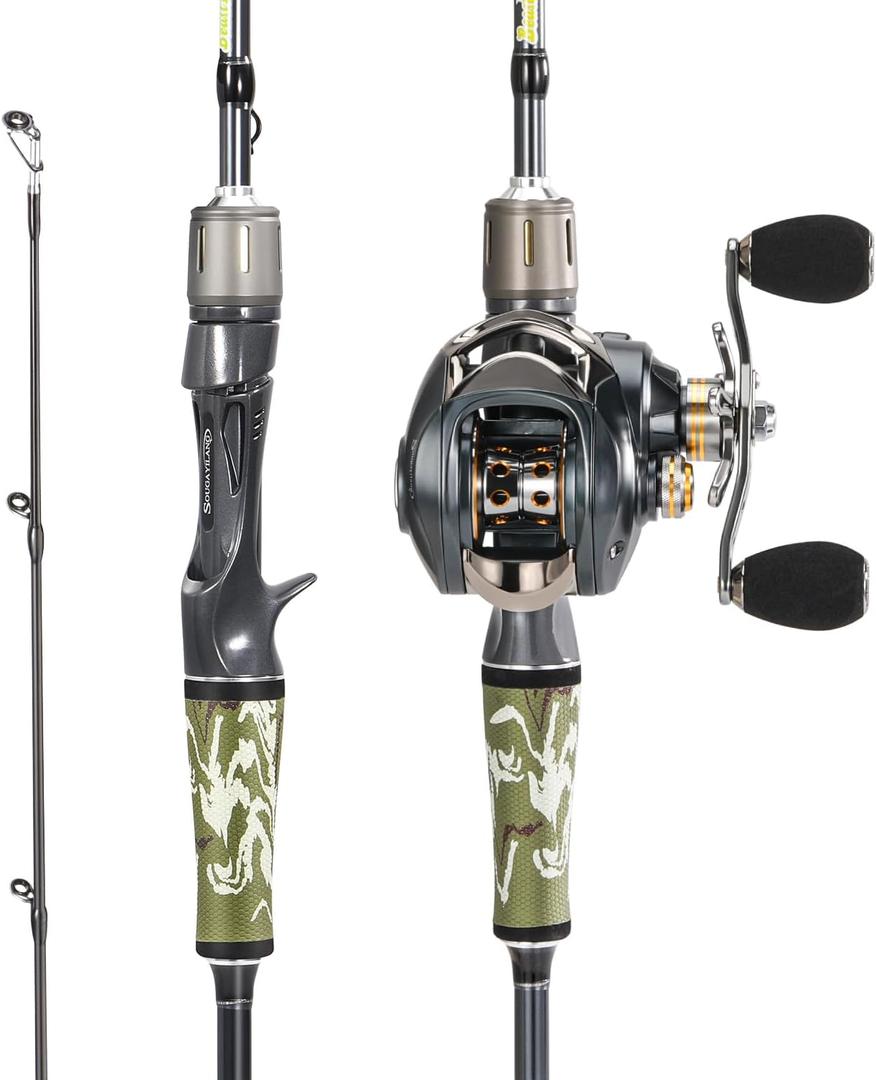 Sougayilang BD Fishing Rod and Reel Combos, Spinning & Casting Fishing Combo,30Ton+24Ton Graphite 2 Pc Fishing Poles with SuperPolymer Handle, S Style Hook Keeper(1 Pack)