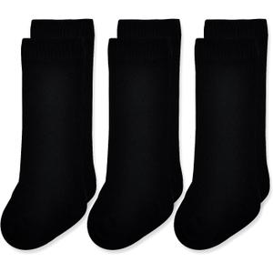 EPEIUS Baby Knee High Socks Seamless Baby Socks Solid Cotton Stockings for Boys/Girls 0-3/3-6/6-12/12-24 Months 3 Pack (Black,3 Pairs, 1-2T)