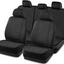 Road Comforts Car Seat Covers Full Set, Front and Split Rear Bench Seat Cover for Car, Universal Cloth Seat Protectors for SUV, Sedan, Van, Automotive Interior Covers Set, Airbag Compatible, Black