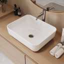 19.7"X15.7" Vessel Sink Rectangular Above Counter White Porcelain Ceramic Modern Bathroom Vanity Sink Rectangle Art Basin