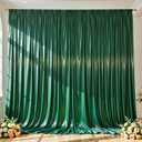 Hunter Green Satin Backdrop Curtains 2 Panels - Glitter Photo Drapes for Baby Shower, 10x10FT Shimmer Back Drop Cloth, Wrinkle Free for Birthday Party Prom Wedding Reception Stage
