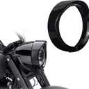 NTHREEAUTO 7" Headlight Visor Trim Ring Gloss Black Motorcycle Headlamp Frenched Rings Decorate Accessories Compatible with Harley Road King Electra Glide Heritage Softail Touring (Gloss Black)