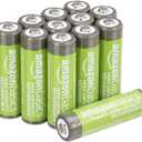 Amazon Basics 12-Pack Rechargeable AA NiMH High-Capacity Batteries, 2400 mAh, 1.2V, Recharge up to 400x Times, Pre-Charged
