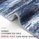 Lansny Modern Abstract Runner Rug 2x5, Navy Blue Washable Entryway Kitchen Runner Non-Slip Soft Hallway Rug Runner Thin Print Faux Wool Carpet for Bedroom Laundry Room Indoor