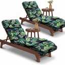 EverPine 2 Pack Chaise Lounge Chair Cushion 74.4 x 22.8 x 4.7 Inche, Patio Lounge Chair Replacement Cushion with Ties, Thick Cotton Pool Recliner Cushion for Outdoor Furniture (Green Leaves), Standard