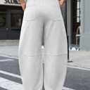 ELLEVEN Womens Baggy Barrel Sweatpants, High Waisted Wide Leg Sweat Pants Drawstring y2k Casual Palazzo Loose Trousers (Green, S)