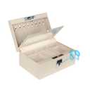 VALINIRT Jewelry Safe, Biometric Fingerprint Safe, Leather Wrapped Jewelry Box with Lock & Mirror, Ultra-Lightweight Jewelry Box Suitable for Home Use & On-the-Go(Three-Tier White)