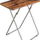 Tv Trays Folding Tv Table, Dinner Table for Eating with Sturdy Metal Frame, Small Foldable Snack Trays Table for Living Room, Couch,Sofa, Bed, No Assembly Required (Yellow Brown)