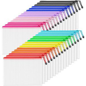 SUNEE Mesh Zipper Pouch 9.2x12.5 in (10 Colors, 30 Packs), Mesh Bags with Zipper for School Office Supplies, Puzzles & Games, Travel Accessories