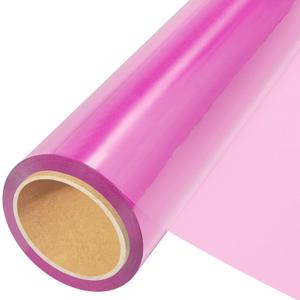 JOYIT Pink Cellophane Wrap Roll (50 Ft. Long X 35 in. Wide) - 2.5 Mil Thick Transparent Red Cellophane Wrapping Paper, Colored Cellophane Wrap for Gift Flower Basket Decoration