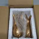 DN DECONATION Golden Polyresin Bunny Decor Rabbit Figurines, Easter Bunny Statue Set of 3 for Spring Tabletop Decor