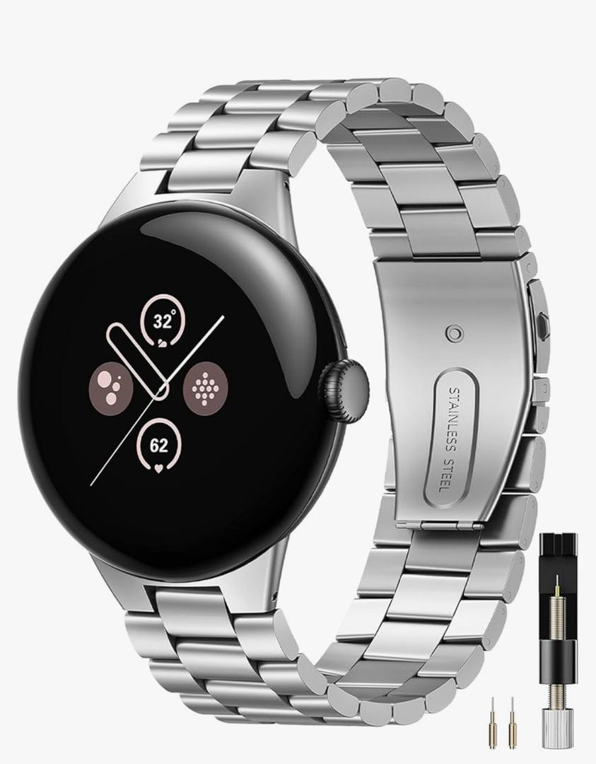 Miimall Metal Band Compatible for Google Pixel Watch 4(2025)/3 45mm 41mm Band, No Gap, Men Business Stainless Steel Adjustable Wristband Replacement Strap for Pixel Watch 4/3/2/1