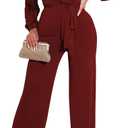 shengfan Formal Jumpsuits for Women Dressy Evening Sexy Deep V Neck Plus Size Long Wide Leg Pants Rompers Clubwear (Small, 049red)