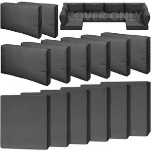 14 Piece Outdoor Patio Waterproof Cushion Covers, Fits 6-Seat Wicker Rattan Sectional Couch Chair Furniture Cover Replacement Set - Fade-Resistant Patio Cushion Covers with Zipper