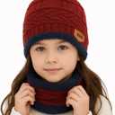 Kids Winter Thick Beanie Hat Scarf Set Slouchy Warm Snow Knit Skull Cap (3 Hats (Black,gray,navy))