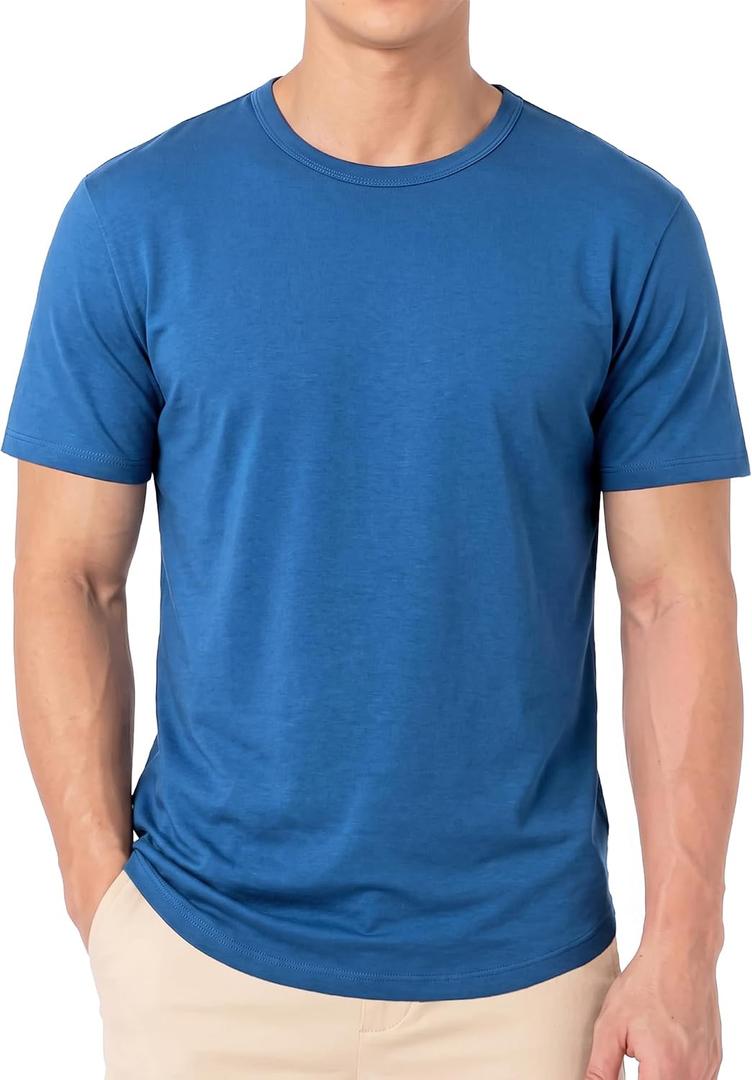 JEMLDL Men's Casual T Shirt Short Sleeve Cotton Blend T-Shirt S-5XL (Blue, XL)